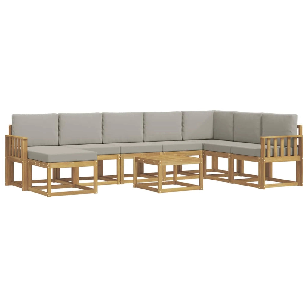 Set di divani da esterno 9 pz Bianco e Grigio Chiaro 3388080