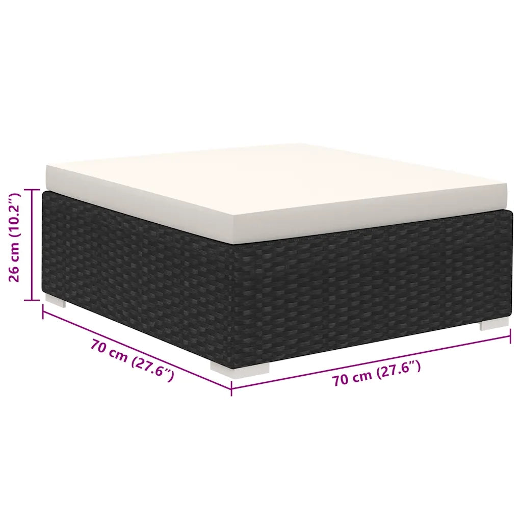 Set Divani da Giardino 8 pz con Cuscini in Polyrattan Nero 41261