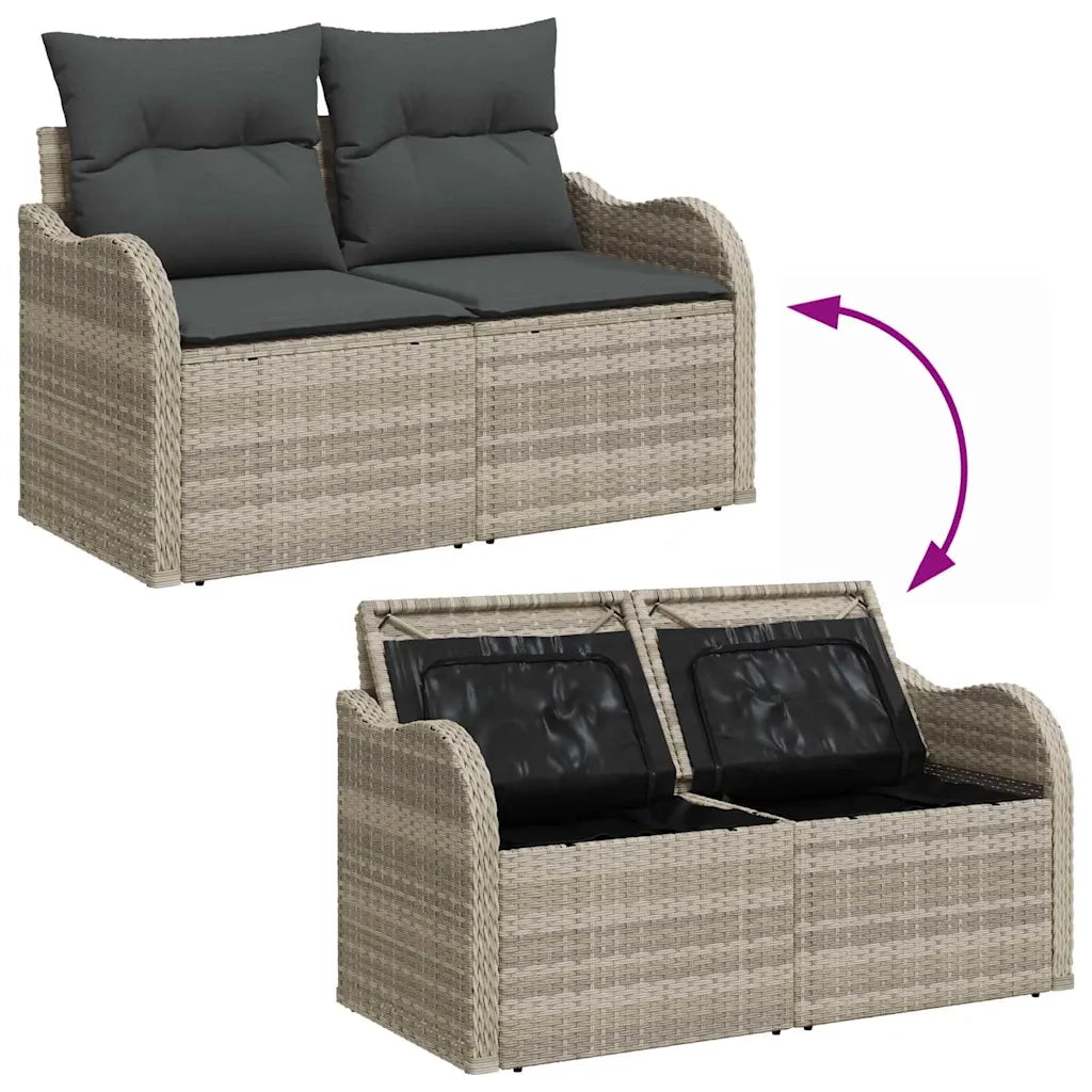 Set Divano da Giardino 10 pcs Grigio chiaro polyrattan