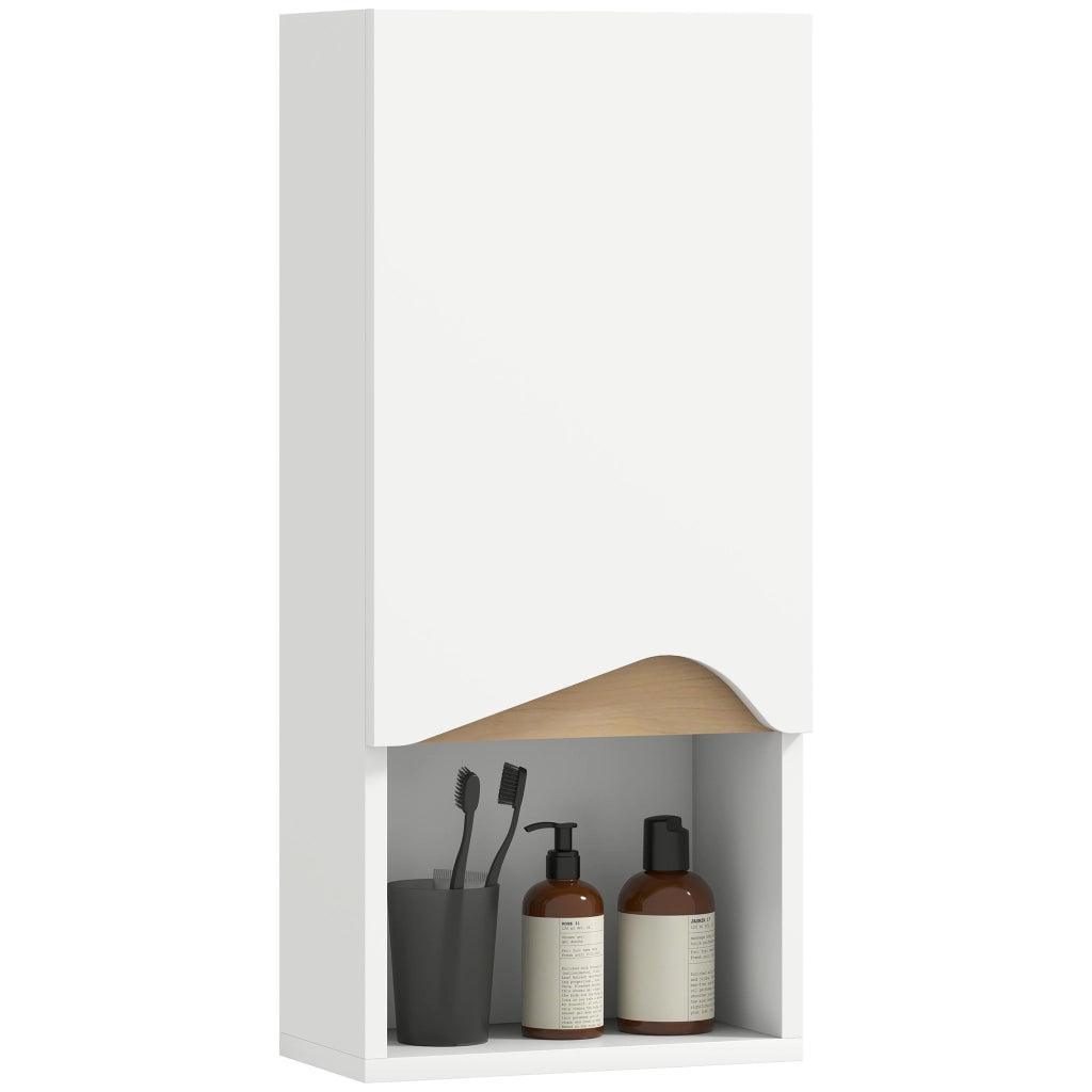Pensile da Bagno Salvaspazio con Anta Soft Close e Ripiano Regolabile Mobiletto Sospeso Bianco 30x17x67cm