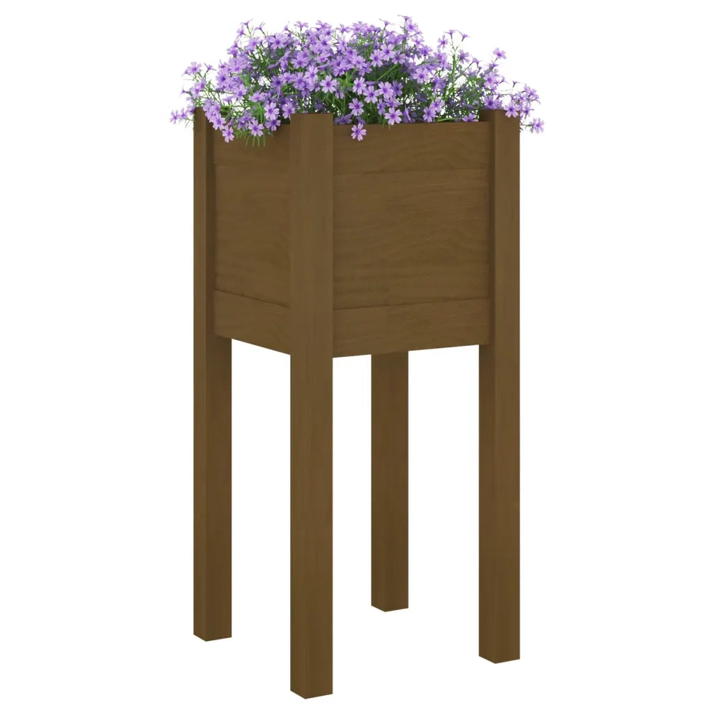 Fioriera Giardino-Vaso da Esterno-Contenitore per Piante Marrone Ambra 31x31x70 cm Legno Massello Pino