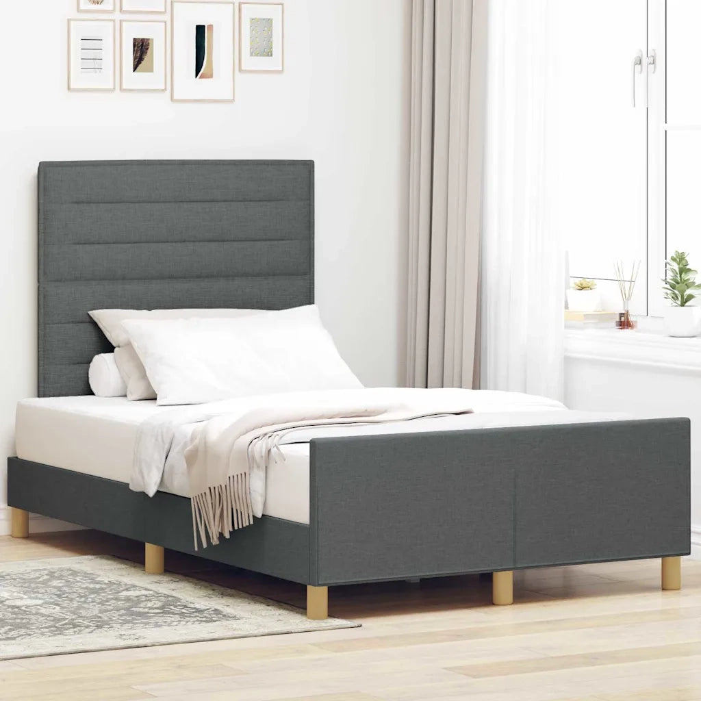 Letto matrimoniale | Letto per adulti | Struttura del letto Grigio scuro 120 x 200 cm Tessuto