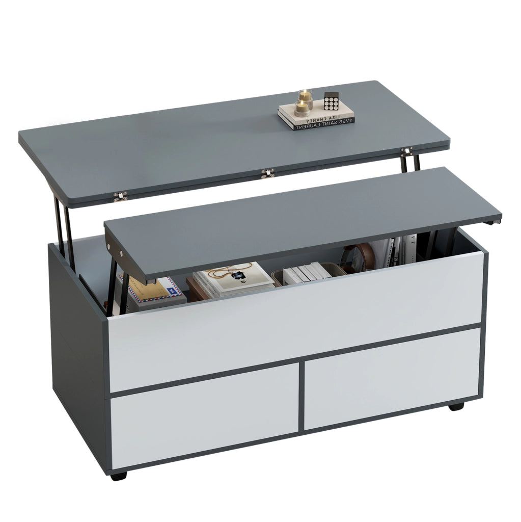 Tavolino elevabile 100x98 cm con contenitore e ruote