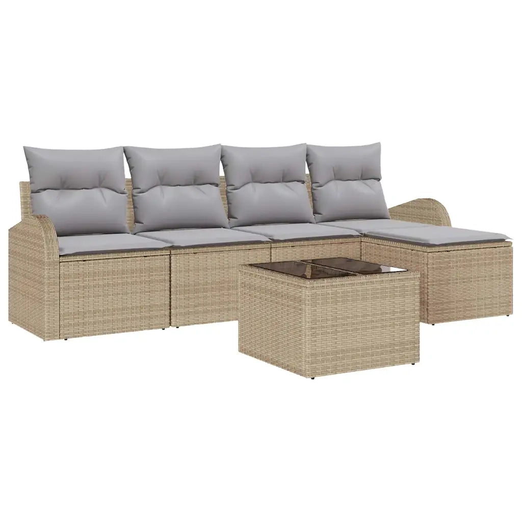Set di divani 6 pcs Beige e Grigio Chiaro polyrattan