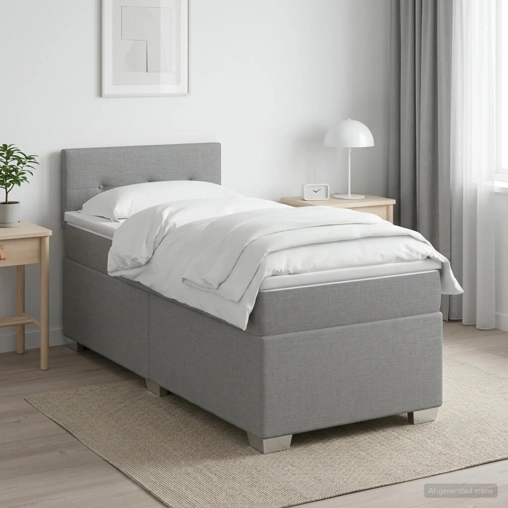 Letto con Box Spring, Materasso e LED Grigio Chiaro Tessuto 3451875