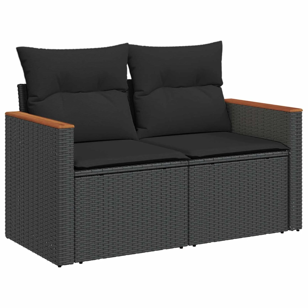 Set Divano da Giardino 12 pcs Nero Rattan in Polipropilene