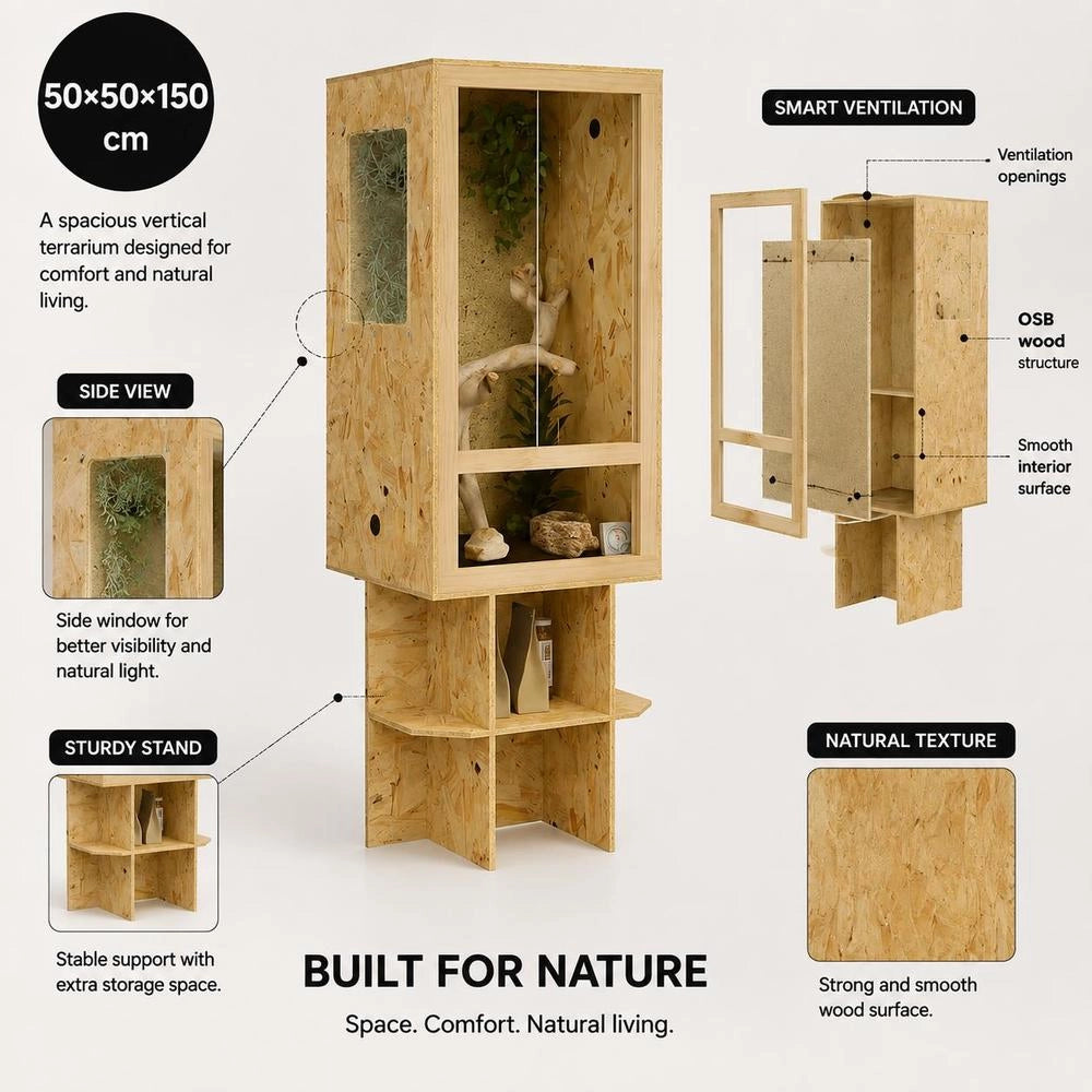 Terrarium Brown 50 X 50 X 150 Cm OSB