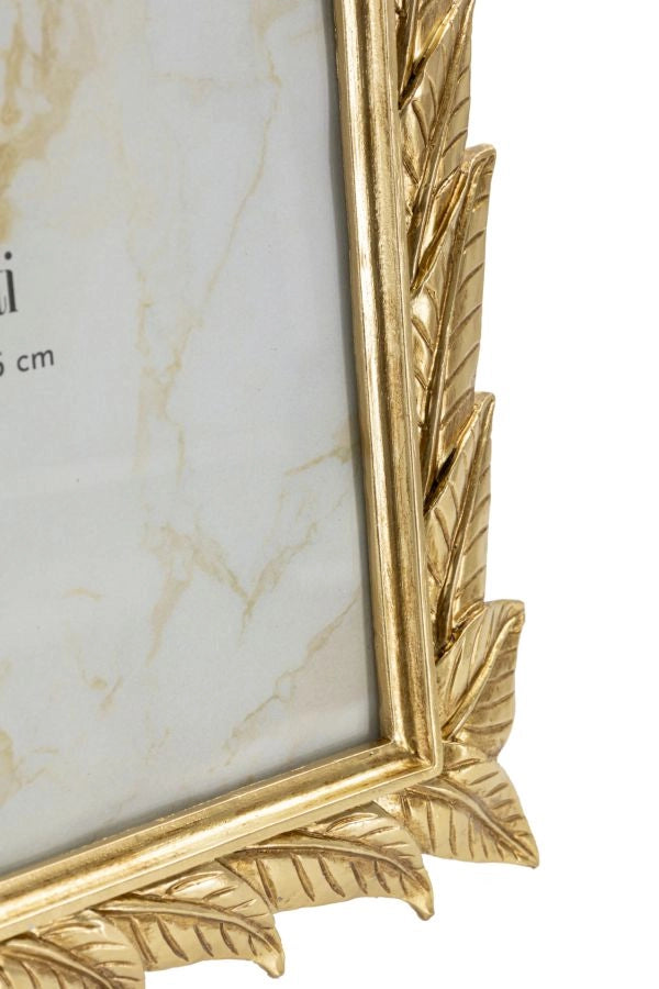 Cornice Laurel 27x2x32,3 cm in Resina e Vetro Oro