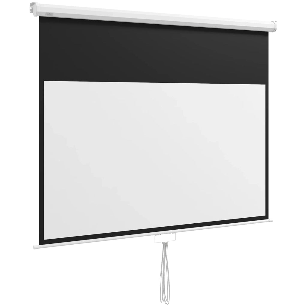 Schermo di proiezione a parete o soffitto 16:9 187 x 8 x 150 cm 4k oscurante per soggiorno moderno ed essenziale in plastica bianca 21_0000017
