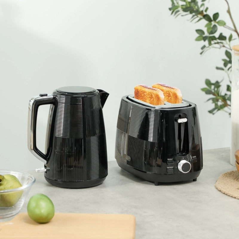 Set Bollitore e Tostapane, 1,7 L, Acciaio Inox, Nero, Varie Funzioni