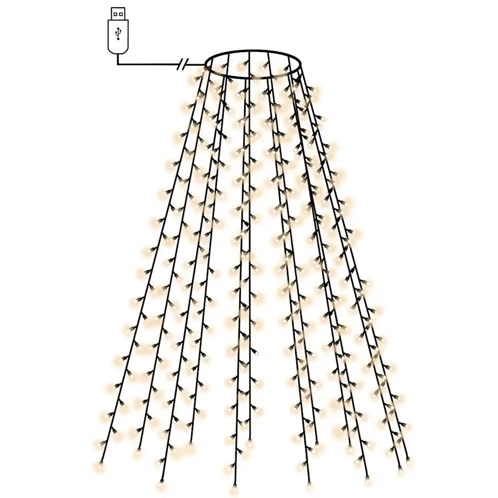 Catena luminosa per albero di Natale 210 cm 210 LED ad alta potenza illuminazione d'atmosfera in PVC bianco caldo 02_0045974