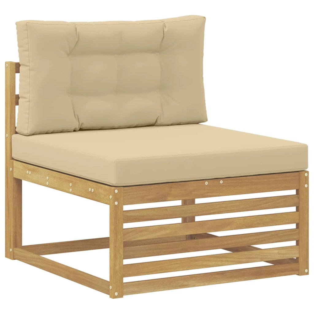Set di divani da esterno 7 pz Bianco e Beige Poliestere 3390358