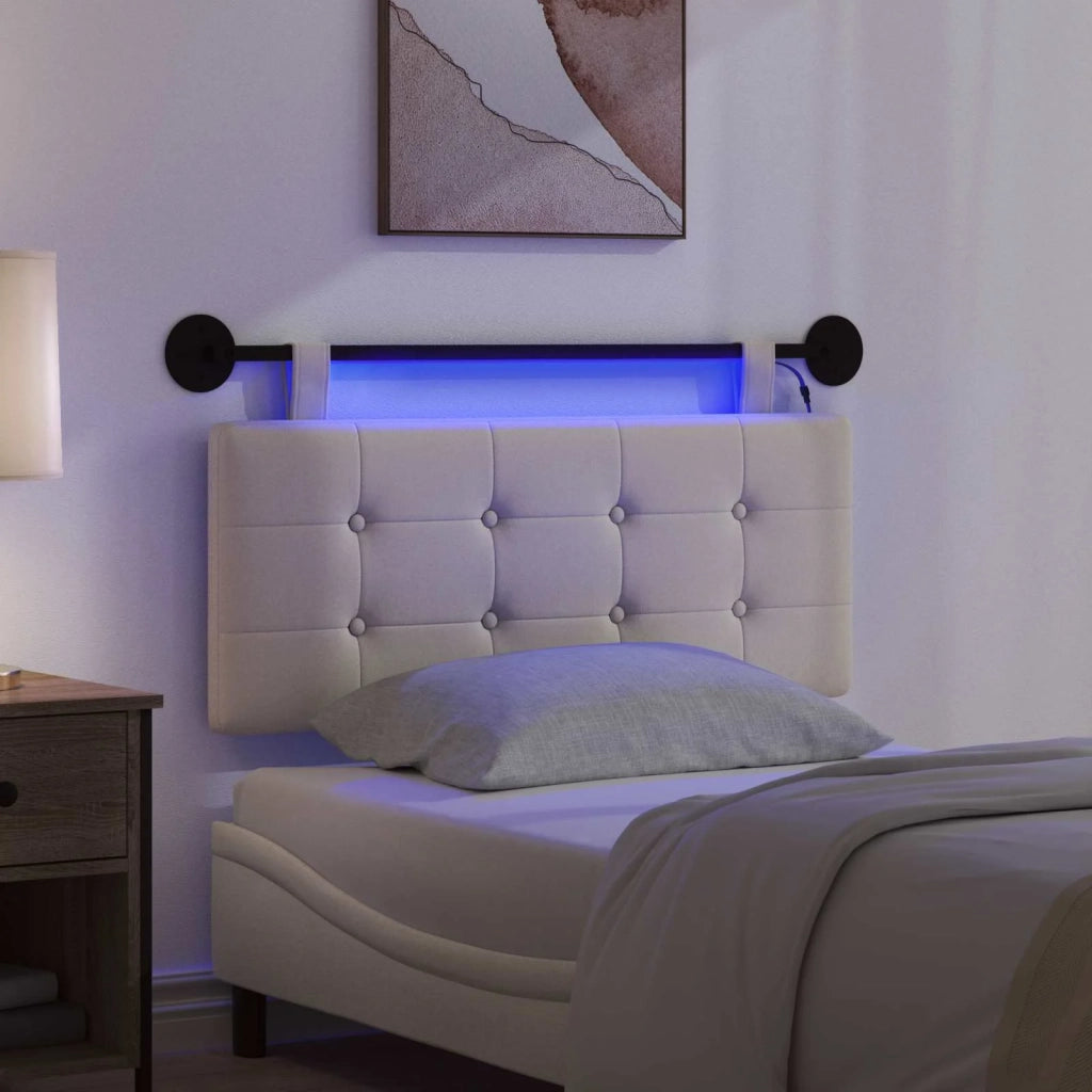 Testiera | Testata sospesa Con luce LED Crema Tessuto