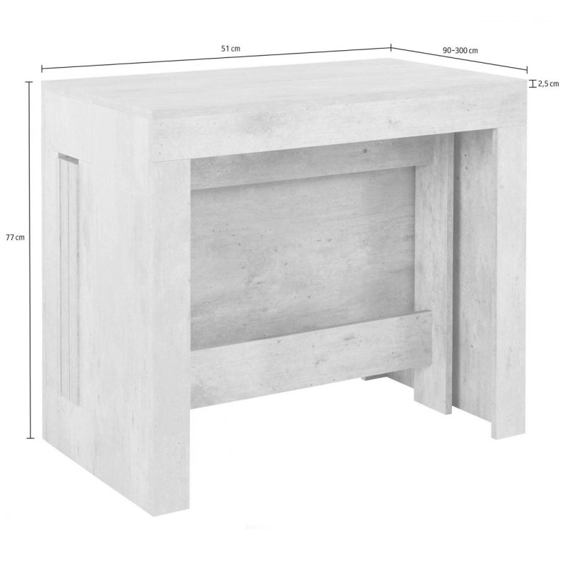 Console Estendibile Pratika – 52cm fino a 3 metri – Bianco Lucido