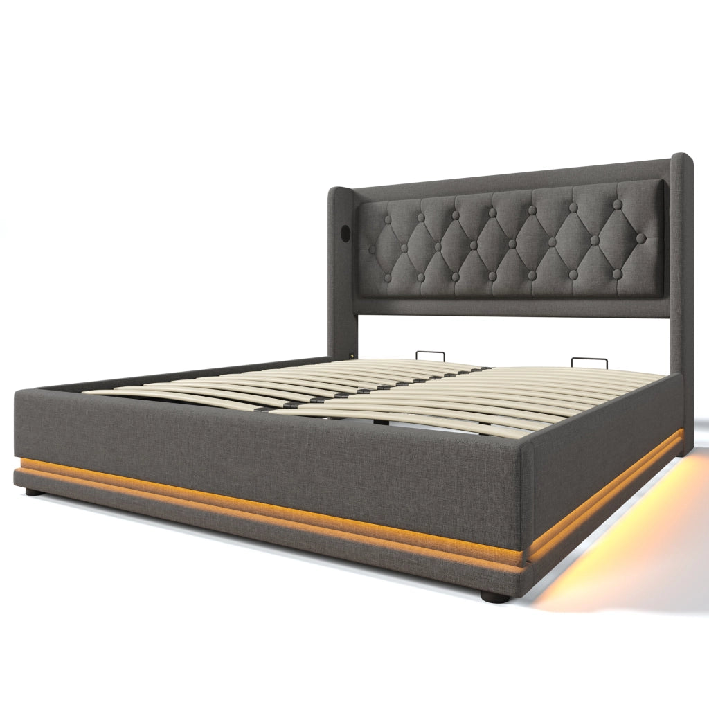 Letto matrimoniale contenitore grigio 140x200 cm