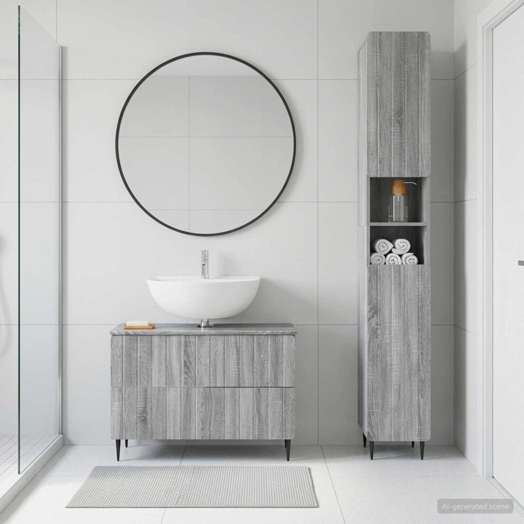 Set di Armadi da Bagno da 2 Pezzi ZWOLLE Sonoma grigio 3417519