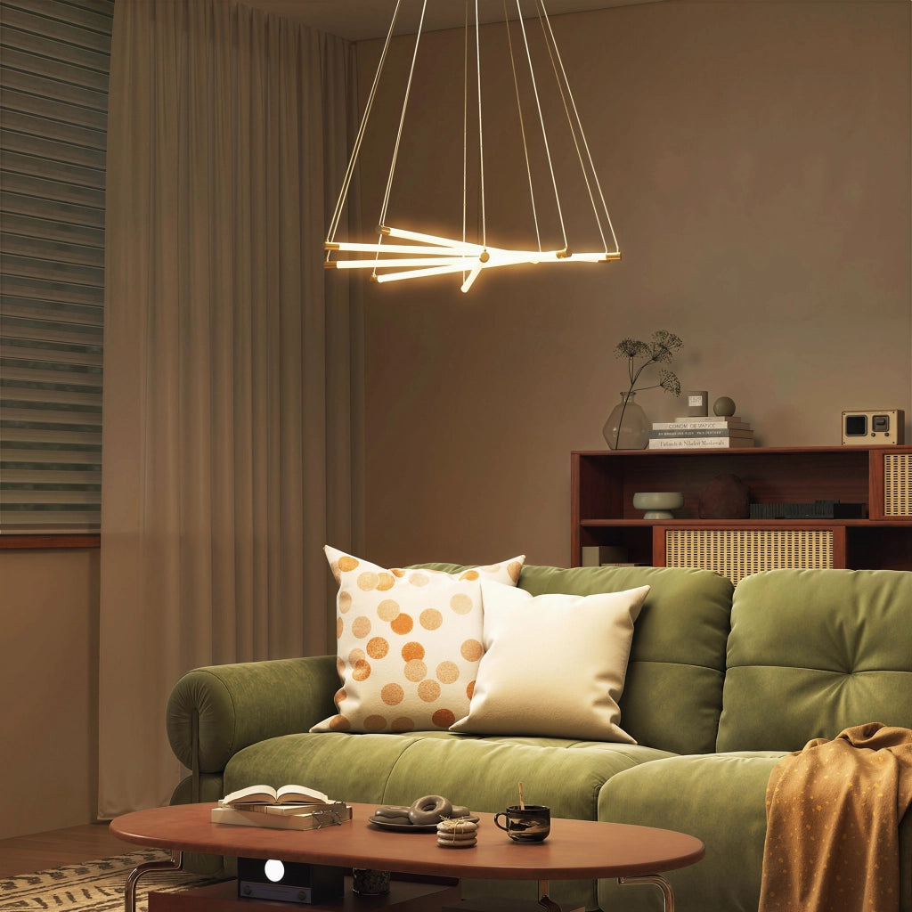 Lampada a sospensione LED 50W con 5 tubi regolabili ¨C Minimal ¨C Oro+Bianco