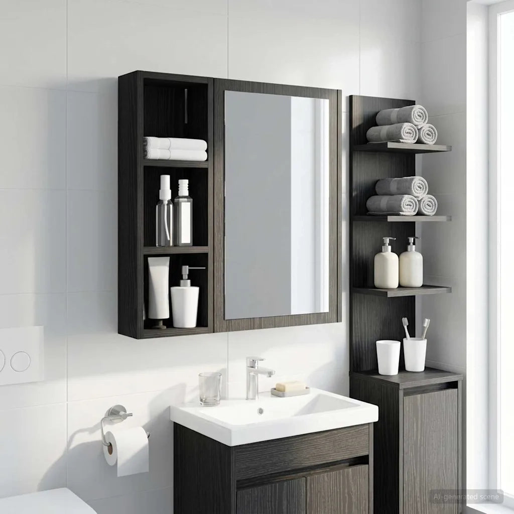 Armoire murale de salle de bain Chêne Noir 20 x 10 x 60,5 cm