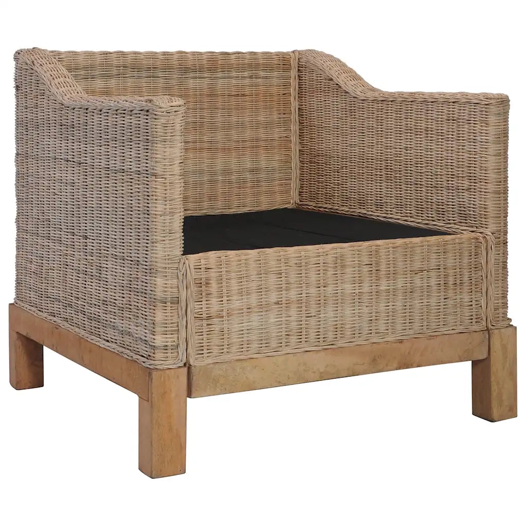 Poltrona con Cuscini in Rattan Naturale 283075