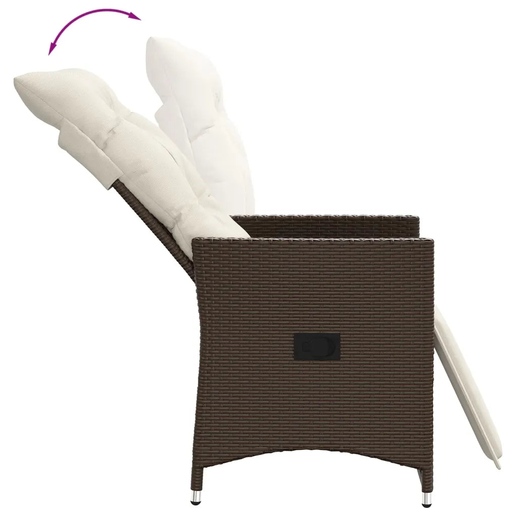 Set Bistr¨° 3 pz | Set Salotto da Giardino con Cuscini Marrone in Polyrattan