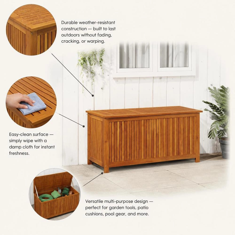 Garden Storage Box 113x50x58 Cm Solid Acacia Wood