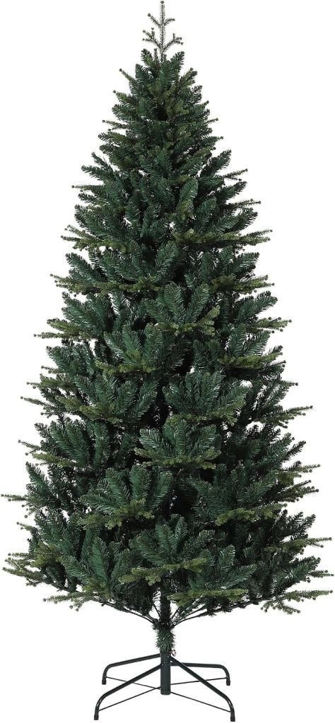 Albero di Natale Effetto Abete Nordmann 270cm Folto con Apertura a Ombrello e Base Metallo