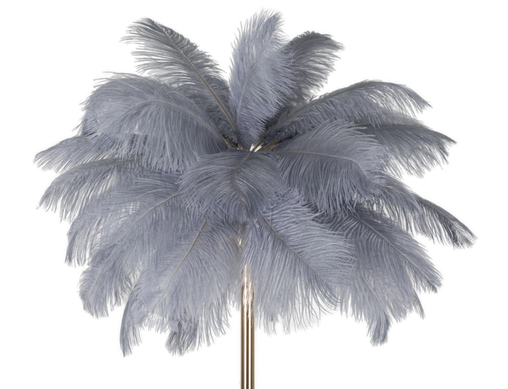 Lampada da Terra Palm Grigia Ø55x160 cm in Ferro e Plastica Oro e Grigio