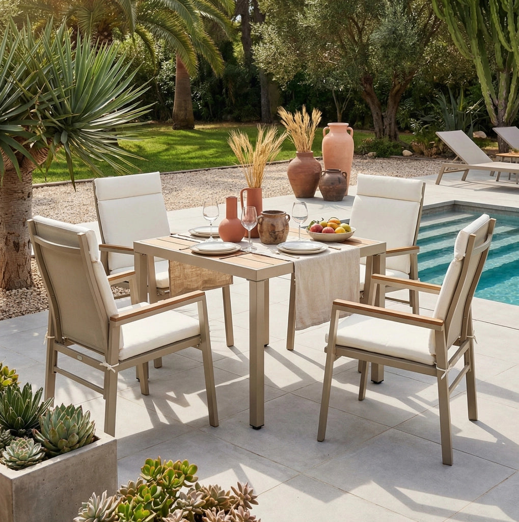 Set di 2 sedie da esterno in ferro zincato beige