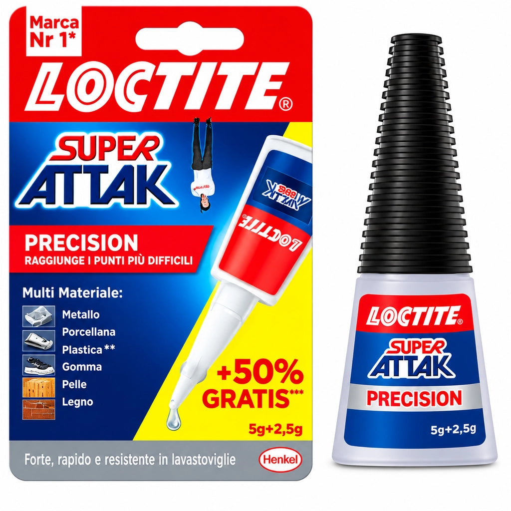 Loctite Super Attak Precision Colla Istantanea 5g+2,5g Adesivo Forte Multi Materiale