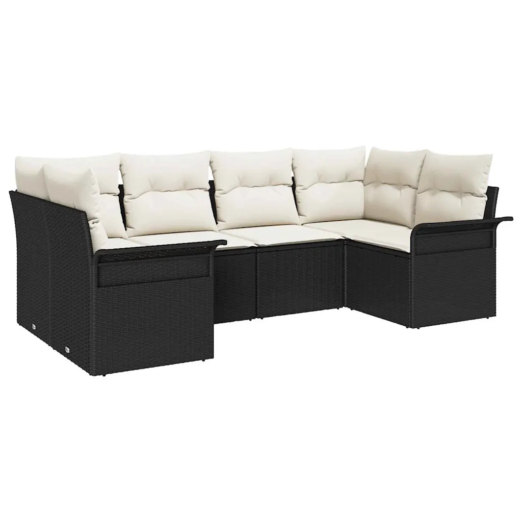 Set Divano da Giardino con cuscino 6 pcs Nero polyrattan 3345497