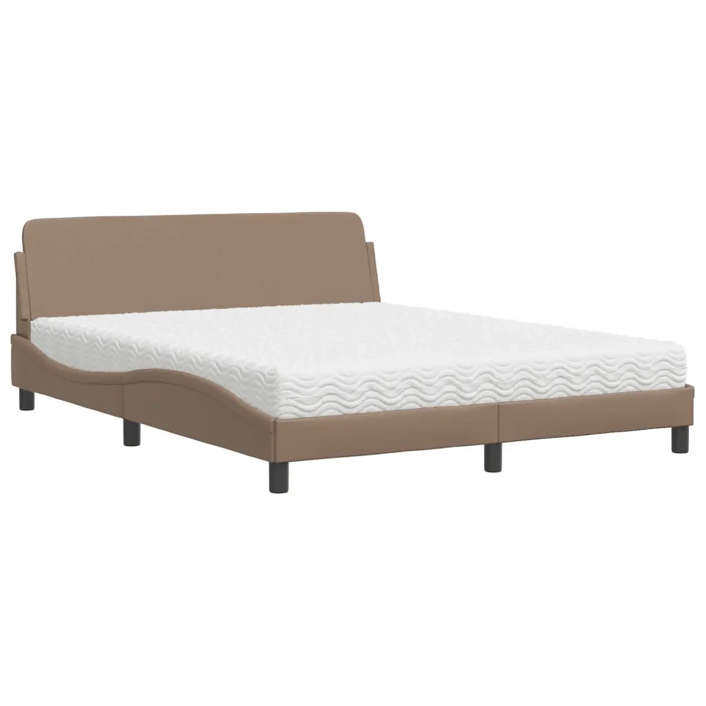 Letto con Materasso Dover Cappuccino 160x200cm Similpelle