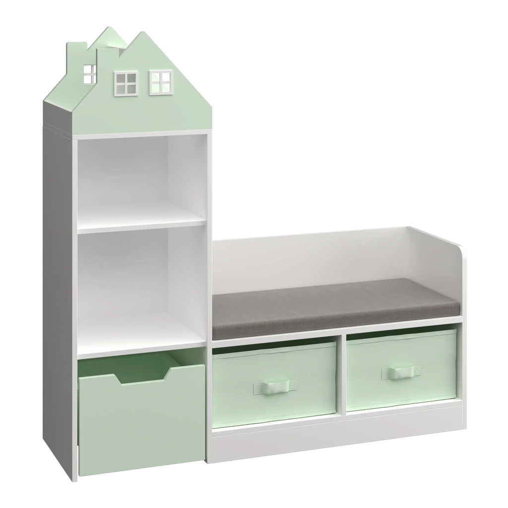Panca per bambini con mensola 100 x 99 x 30 cm bianco verde menta 03_0008971