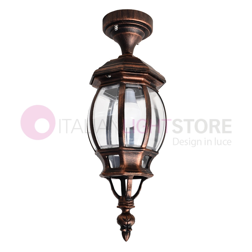 ENEA Plafoniera a Soffitto in Alluminio Lampada per Esterno Classica NERO-RAME