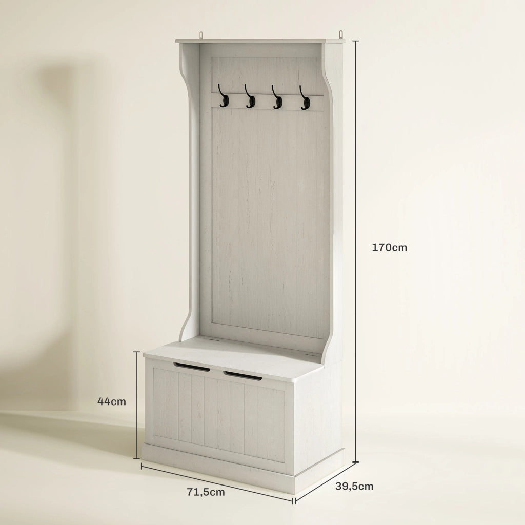 Appendiabiti con Banco e Scarpiera ¨C Minimal ¨C Bianco 71.5x39.5x170 cm
