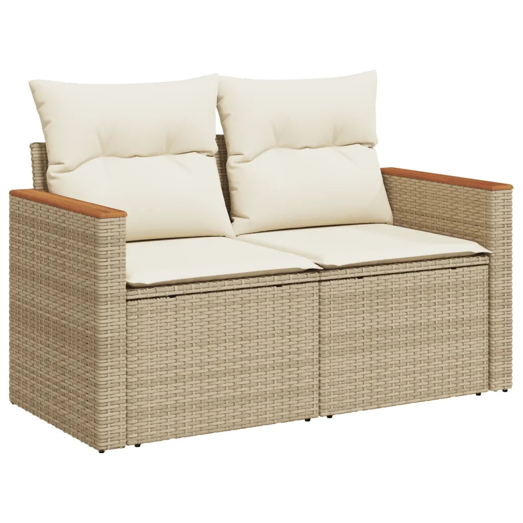 Set Divano da Giardino 9 pz con Cuscini Beige in Polyrattan 3226401