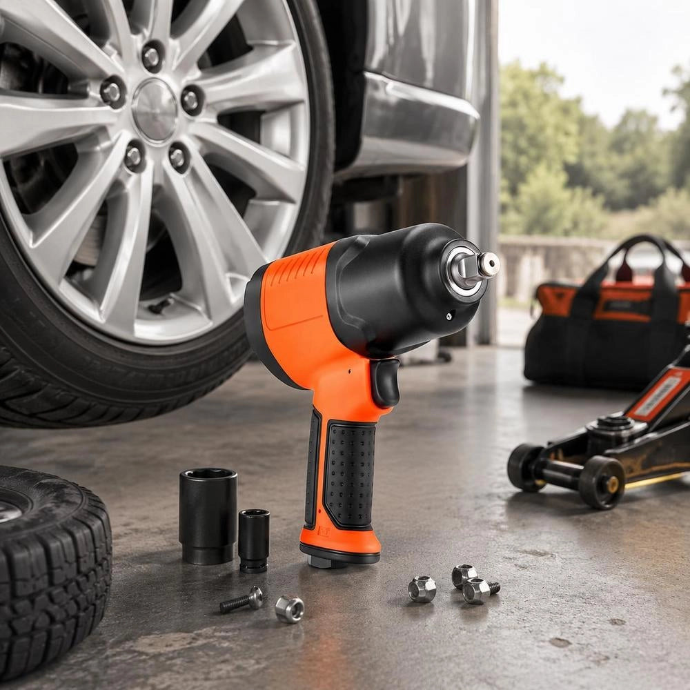 Pneumatic Impact Wrench, 12.7mm Drive, Up To 1490 Nm Reverse Torque, 7500 Rpm, 4-speed Setting & Pneumatic Air Gun For Car Repairs & Maintenance