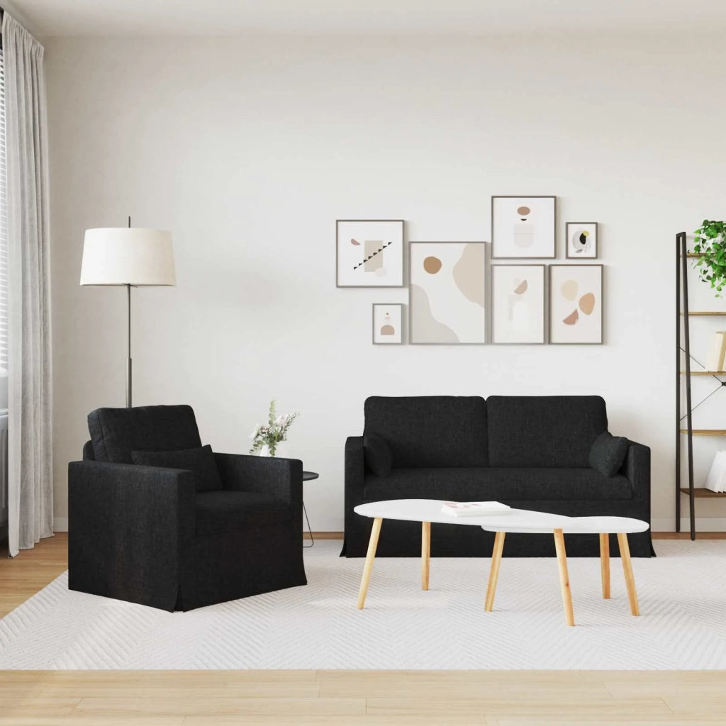 Set di divani 2 pz Nero Tessuto 3407539