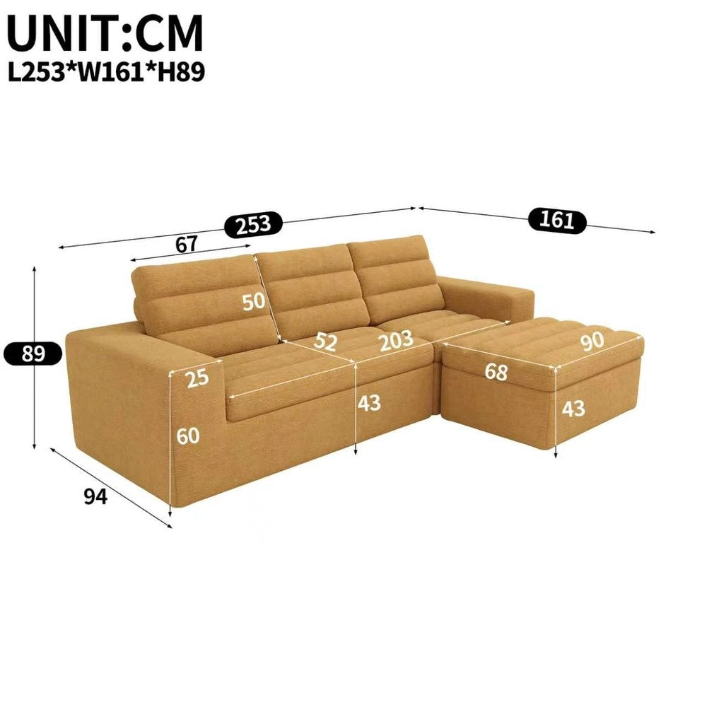 Divano angolare modulare ¨C Minimal ¨C tessuto chenille arancione