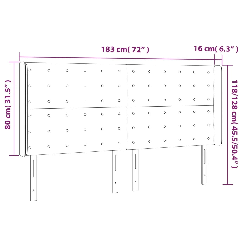 Testiera | Testata a LED GrigioScuro 183x16x118/128cm inTessuto
