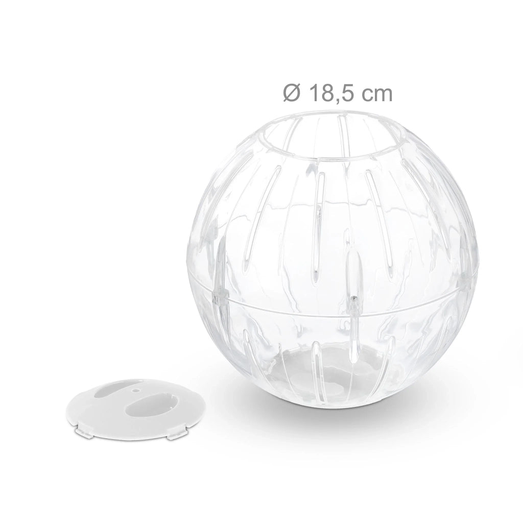 Palla da esercizio trasparente per piccoli roditori 30 x 20 cm con coperchio pratico e sicuro in plastica bianca 13_0012593