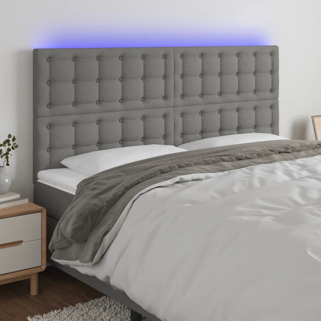 Testiera | Testata a LED GrigioScuro 160x5x118/128cm inTessuto