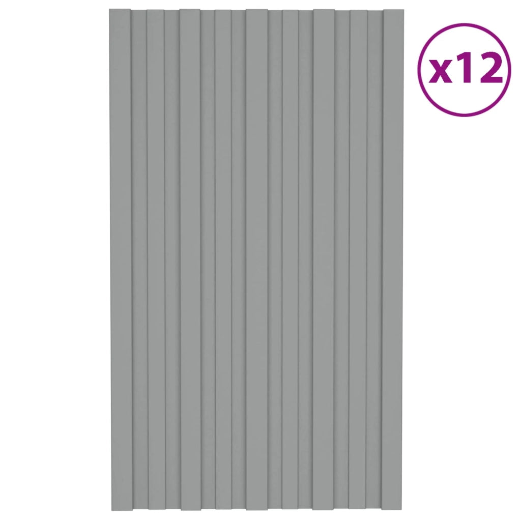 Pannello per tetto 12 pz Grigio 80 x 45 cm Acciaio zincato 42047111