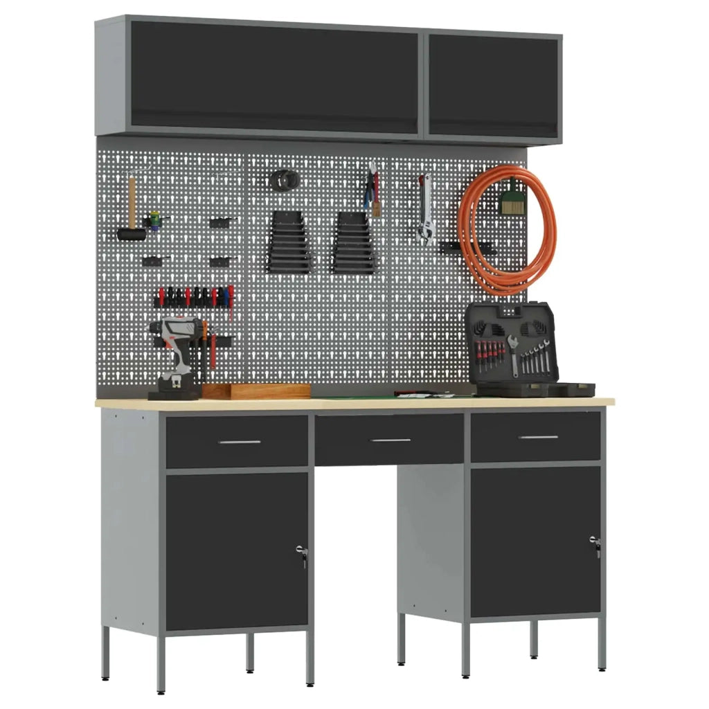 Set di mobili da lavoro con cassetto con lo scaffale 8 pcs Nero 3321456