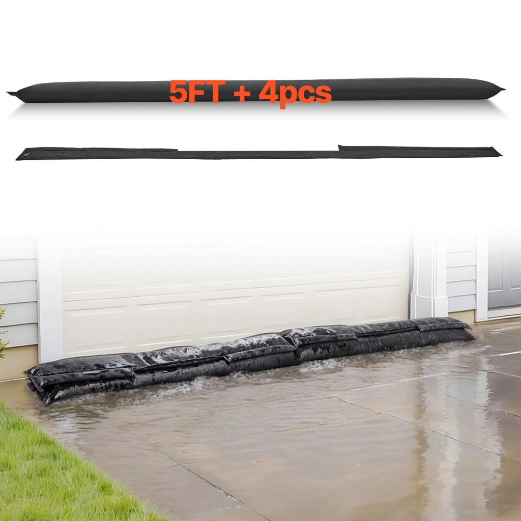 Barriera antiallagamento 1530x210 mm set 4 pezzi sacchi assorbenti per porta garage e officina pratico e resistente