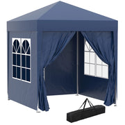 Gazebo Pieghevole 2x2 m ¨C zephmum ¨C Blu Poliestere Acciaio