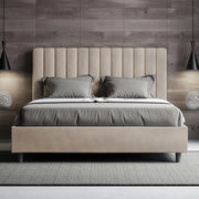 Letto imbottito Letto Matrimoniale alla Francese 150x210 cm Agueda - Con rete,Microfibra,Sabbia