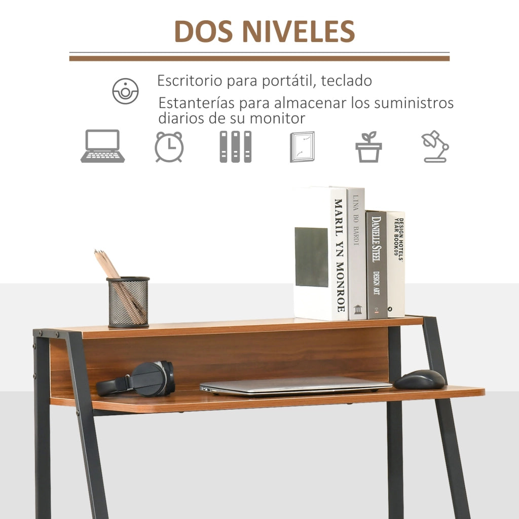 Scrivania per Computer ¨C Xylo ¨C Legno Noce e Metallo Nero 84x45x85cm