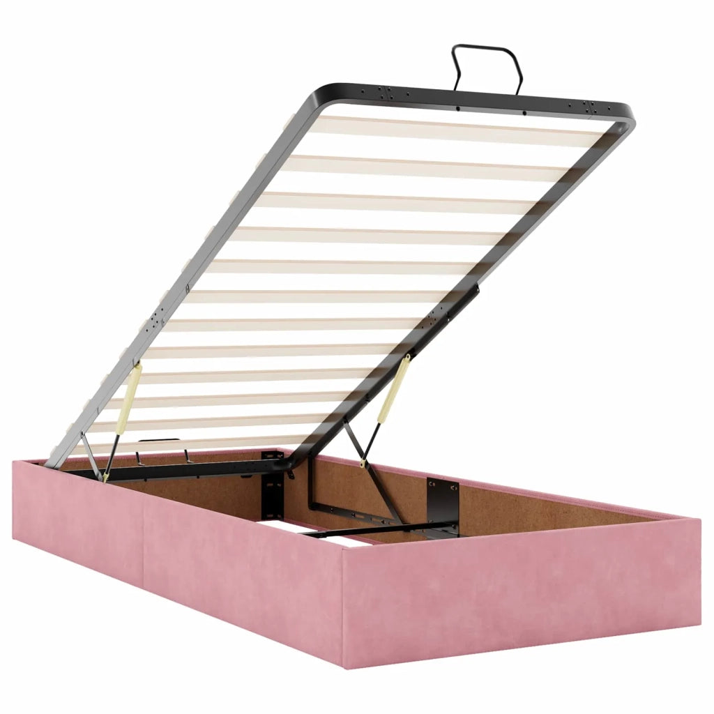Letto Ottomano con Materasso e LED Rosa 160 x 200 cm Velluto 3457313