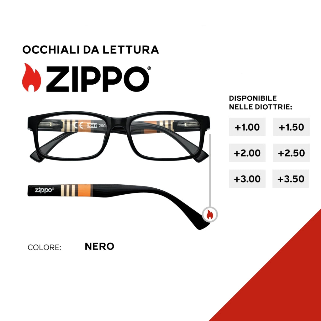 Occhiale Lettura con 2,5 B25 BLK250 Zippo 2 Pezzi