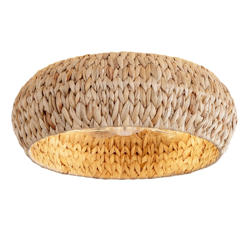 Ventilatore da soffitto 53 cm con luce, in rattan e plastica color rame